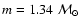 $m=1.34~{\cal M}_\odot$