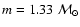 $m=1.33~{\cal M}_\odot$