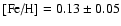 $\mbox{[Fe/H]}=0.13\pm 0.05$