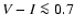 $V-I\la 0.7$