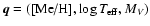 $\vec{q} = (\mbox{[Me/H]},\log T_{\rm eff},M_V)$