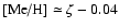 $\mbox{[Me/H]}\simeq \zeta-0.04$