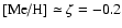 $\mbox{[Me/H]}\simeq\zeta=-0.2$