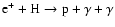 $\rm e^+ + H \rightarrow p + \gamma + \gamma$