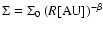 $\Sigma = \Sigma_0~ (R[{\rm AU}])^{-\beta}$