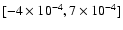 $[-4\times 10^{-4},7\times 10^{-4}]$