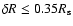 $\delta R \leq
0.35 R_{\rm s}$