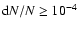 ${\rm d}N/N\geq 10^{-4}$