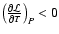 $\left(\frac{\partial \mathcal{L}}{\partial T} \right)_P
<0$