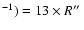 $^{-1})=13\times R\hbox {$^{\prime \prime }$ }$