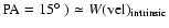 ${\rm PA}=15\hbox{$^\circ$ }) \simeq
W({\rm vel})_{\rm intrinsic}$