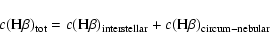\begin{displaymath}c({\rm H}\beta)_{\rm tot}=c({\rm H}\beta)_{\rm interstellar} + c({\rm H}\beta)_{\rm circum-nebular}
\end{displaymath}