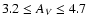 $3.2\le A_{V} \le4.7$