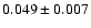 $0.049\pm0.007$