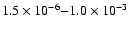 $1.5\times10^{-6} {-} 1.0\times10^{-3}$