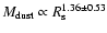 $M_{{\rm dust}} \propto R_{{\rm s}}^{1.36\pm0.53}$