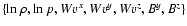 $\{\ln{\rho}, \ln{p}, Wv^x, Wv^y, Wv^z, B^y,
B^z\}$