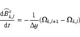 \begin{displaymath}
\frac{{\rm d}\widehat{B}^x_{k,l}}{{\rm d}t} = - \frac{1}{\Delta y}
(\Omega_{k,l+1} - \Omega_{k,l})
\end{displaymath}