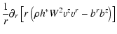 $\displaystyle \frac{1}{r} \partial_r \left[ r \left(\rho h^* W^2
{v^z}{v^r} - {b^r}{b^z} \right) \right]$