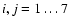 $i,j = 1 \dots 7$