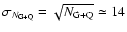 $\sigma_{N_{\rm {G+Q}}}=\sqrt{N_{\rm {G+Q}}}\simeq14$