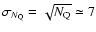 $\sigma_{N_{\rm {Q}}}=\sqrt{N_{\rm {Q}}}\simeq7$
