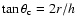 $\tan \theta_{\rm
c} = 2r/h$