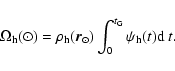 \begin{displaymath}\Omega_{\rm h}(\odot) = \rho_{\rm h}(\vec{r}_\odot)
\int_0^{t_{\rm G}} \psi_{\rm h}(t) \mbox{${\rm d}$ }t.
\end{displaymath}