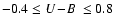 $-0.4\le\mbox{$U\!-\!B$ }\le0.8$