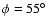 $\phi =55^{\circ }$