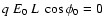 $ q~ E_0 ~ L ~ \cos{\phi_0}= 0$