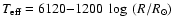 $T_{\rm eff} = 6120 {-} 1200~\log~ (R/R_{\odot})$