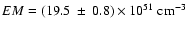 ${EM} = (19.5~\pm~0.8)\times10^{51}~{\rm cm^{-3}}$