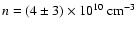 $n=(4\pm 3)\times 10^{10}~{\rm cm^{-3}}$