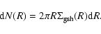 \begin{displaymath}{\rm d}N(R) = 2 \pi R \Sigma _{{\rm gsh}}(R){\rm d}R.
\end{displaymath}