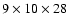 $9\times 10\times 28$