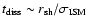 $t_{{\rm diss}} \sim r_{{\rm sh}}/\sigma_{{\rm ISM}}$