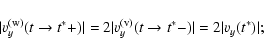 \begin{displaymath}\vert v_y^ {\rm (w)}(t \to t^*+)\vert = 2\vert v_y^ {\rm (v)}(t \to t^*-)\vert=2\vert v_y(t^*)\vert;
\end{displaymath}