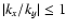$\vert k_x/k_y\vert
\leq 1$