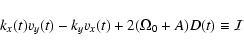 \begin{displaymath}k_x(t) v_y(t) - k_y v_x(t) + 2(\Omega_0 + A) D(t) \equiv {\cal
I}
\end{displaymath}