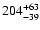 $ 204_{\rm - 39}^{ + 63} $
