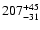 $ 207_{\rm - 31}^{ + 45} $
