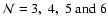 ${\cal N}=3,\;4,\;5\;{\rm and}\;6$