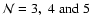 ${\cal N} = 3,\;4\;{\rm and}\;5$