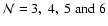 ${\cal N} = 3,~4,~5\;{\rm and}\;6$