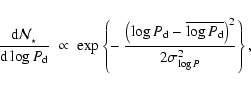 \begin{displaymath}%
\frac{{\rm d} {\cal N}_{_\star}}{{\rm d}\log P_{\rm d}} \;\...
...line{\log P_{\rm d}}\right)^2}
{2 \sigma^2_{\log P}} \right\},
\end{displaymath}