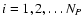 $i=1,2,\ldots N_P$