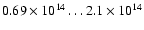 $0.69\times 10^{14}\ldots2.1\times 10^{14}$