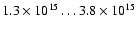 $1.3\times 10^{15}\ldots3.8\times 10^{15}$