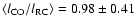 $\langle l_{\rm CO}/l_{\rm RC}\rangle = 0.98 \pm 0.41$